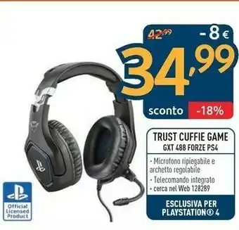 Trust GXT 488 Forze PS4 Cuffia Padiglione Auricolare Nero