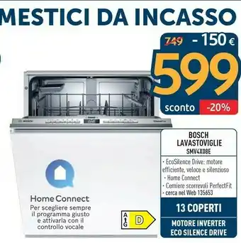 Sinergy Bosch Lavastoviglie Smv4x08e offerta