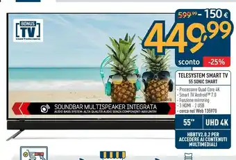 Sinergy Telesystem Smart Tv 50 Sonic offerta