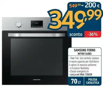 Sinergy Samsung NV70K1340BS Forno Elettrico 70 L Nero, Acciaio Inossidabile A offerta