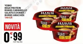 Sisa Yomo High Protein Kvarg Caramello Salato/Cookies/Burro Arachidi 140 gr offerta