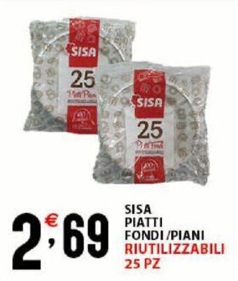 Sisa Sisa Piatti Fondi / Piani Riutilizzabili 25 PZ offerta