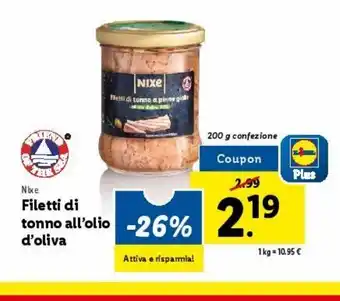 Lidl Filetti di tonno in olio di oliva offerta