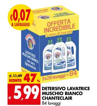 Tigros Chanteclair Detersivo Lavatrice Muschio Bianco 84 Lavaggi offerta