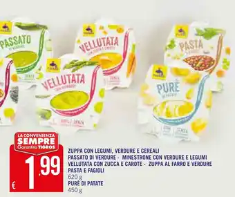 Tigros Zuppa Con Legumi, Verdure E Cereali Passato di Verdure - Minestrone Con Verdure E Legumi Vellutata Con Zucca E Carote - Zuppa offerta