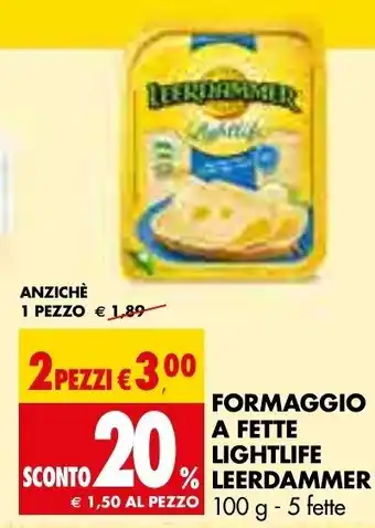 Tigros Leerdammer Formaggio A Fette Lightlife 100 g - 5 Fette 1 Pezzo offerta