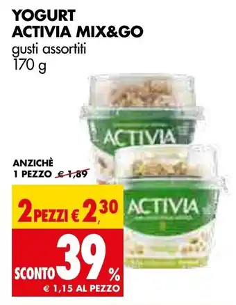 Tigros Activia Mix&Go Yogurt Gusti Assortiti 170 g 2 pezzi offerta