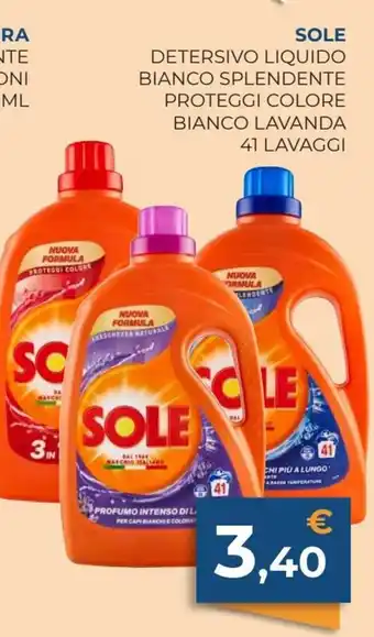 Sole Detersivo Liquido Bianco Splendente Proteggi Colore Bianco Lavanda 41 Lavaggi