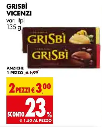 Tigros Vicenzi Grisbì 135 g 2 pezzi offerta
