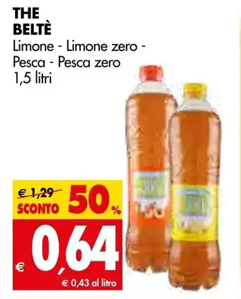Tigros The Beltè Limone - Limone Zero - Pesca - Pesca Zero 1,5 Litri offerta