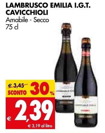 Tigros Lambrusco Emilia I.G.T. Cavicchioli Amabile - Secco 75 cl offerta