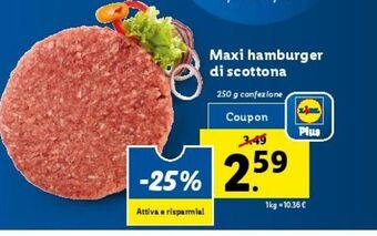 Lidl Maxi hamburger di scottona offerta
