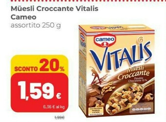 Coop Cameo Vitalis Muesli Croccante Miele E Mandorle Senza Olio Di Palma 250 G(ml) offerta