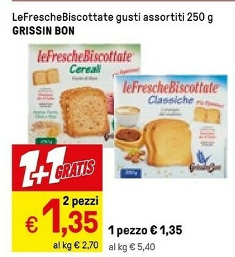Iper La Grande Grissin bon Le Fresche Biscottate Con Cereali 250 G(ml) offerta
