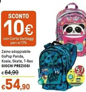 Iper La Grande Giochi preziosi Zaino Sdoppiabile Gopop Panda, Koala, Skate, T-rex offerta