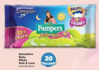 Carrefour Pampers Sole e Luna Salviettine Baby 60 pezzi offerta