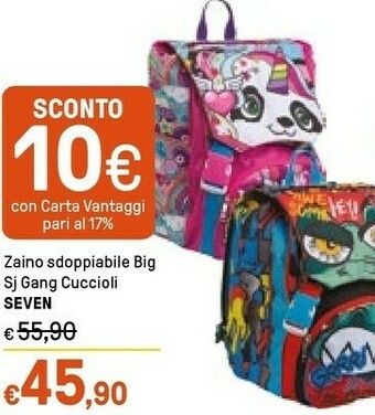 Iper La Grande Seven Zaino Sdoppiabile Big Sj Gang Cuccioli offerta