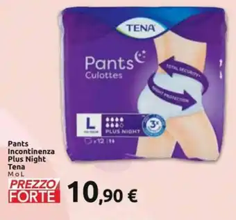 Carrefour Tena Pants Incontinenza Plus Night M o L offerta