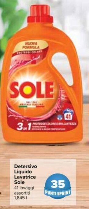 Sole Detersivo Liquido Lavatrice 1,845 l