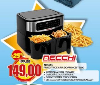 Risparmio Casa Necchi NK5511 Friggitrice Aria Doppio Cestello offerta