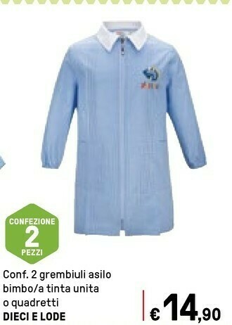 Dieci E Lode 2 Grembiuli Asilo Bimbo / A Tinta Unita Le O Quadretti