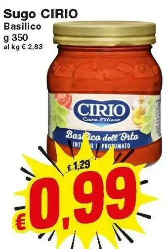 Prix Quality Cirio Basilico Dell'Orto Intenso E Profumato 350 G(ml) offerta