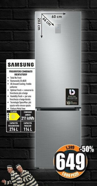 Unieuro Samsung RB38T675DS9 Frigorifero Con Congelatore Libera Installazione 385 L D Argento offerta
