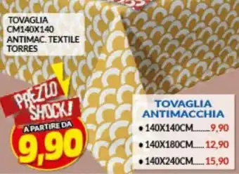 Risparmio Casa Tovaglia cm 140x140 Antimac. Textile Torres 140x140 cm offerta