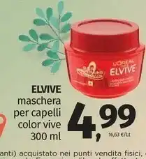 Pam L'Oreal Elvive Maschera Per Capelli Color Vive 300 Ml offerta