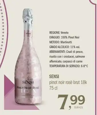 Pam Sensi Pinot Noir Rosè Brut 18k 75 Cl offerta