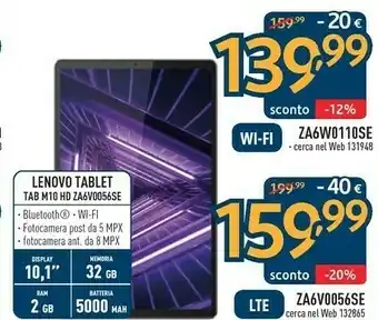 Sinergy Lenovo Tablet M10 Za6w0110se offerta