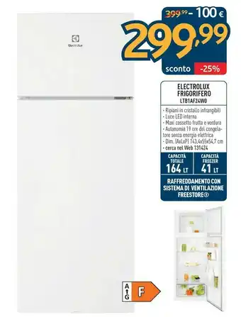 Sinergy Electrolux LTB1AF24W0 Frigorifero Con Congelatore Libera Installazione Bianco 164 L A+ offerta