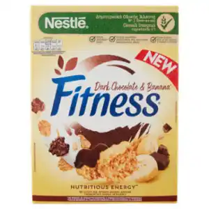 Fitness cioccolato fondente e banana cereali con fiocchi ricoperti al cioccolato e alla banana 330g