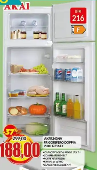 Risparmio Casa Akai AKFR243NV Frigorifero Doppia Porta 216 Lt offerta