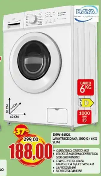 Risparmio Casa Daya DSW-61021 Lavatrice 1000 g/ 6kg Slim offerta