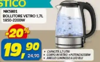 Risparmio Casa NK5801 Bollitore Vetro 1,7l 1850-2200W offerta
