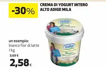 Ipercoop Crema di yogurt intero alto adige mila offerta
