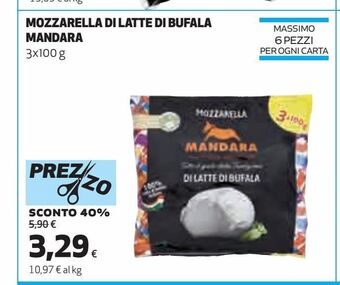 Ipercoop Mozzarella di latte di bufala mandara offerta