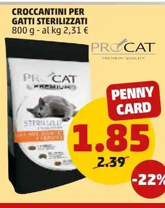 PENNY Croccantini per gatti sterilizzati offerta