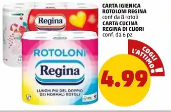 PENNY Carta igienica rotoloni regina, carta cucina regina di cuori offerta