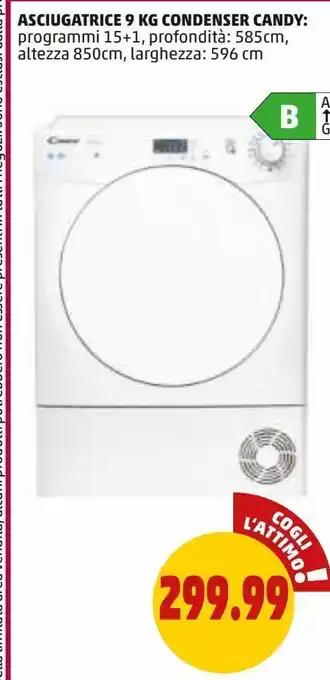PENNY Asciugatrice 9 kg condenser candy offerta