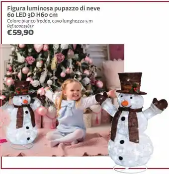 Bricocenter Figura luminosa pupazzo di neve 60 led 3d h60 cm offerta