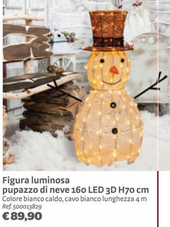 Bricocenter Figura luminosa pupazzo di neve 160 led 3d h70 cm offerta
