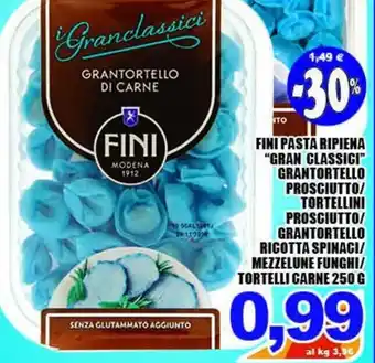 Sacoph Fini Pasta Ripiena "Gran Classici" Grantortello Prosciutto/Tortellini/Prosciutt/Grantortello/Ricotta Spinaci/Mezzelune 250 g offerta