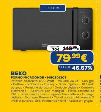 Euronics Forno a microonde beko - mgc20130t offerta