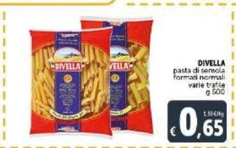 Deco Supermercati Divella pasta di semola formati normali varie trafile g 500 offerta