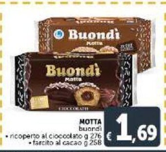 Deco Supermercati Motta buondi ricoperto al cioccolato g 276 farcito al cacao g 258 offerta