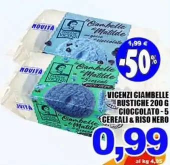 Sacoph Vicenzi Ciambelle Rustiche 200 g Cioccolato - 5 Cereali & Riso Nero offerta