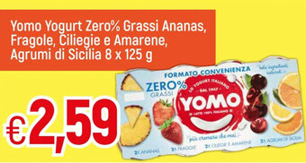 Galassia Yomo Yogurt Zero% Grassi Ananas, Fragole, Ciliegie e Amarene, Agrumi di Sicilia 8 x 125 g offerta