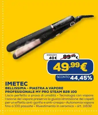 Euronics Piastra capelli imetec - bellissima - piastra a vapore preofessinale my pro steam b28 100 offerta